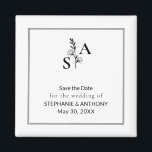 Minimalist BW Monogram Wildflower Wedding Magnet<br><div class="desc">Add a touch of elegance to your wedding with this monogrammed  wildflower save the date magnet,  designed to complement minimalist and nature-inspired styles. Ideal for  adding a unique detail to your wedding,  this magnet bring timeless sophistication to any occasion.</div>