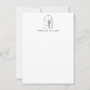 Minimalist Cactus Stars Line Drawing Personalized Card