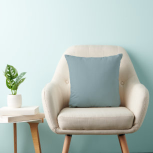 Minimalist Cadet Grey Bluish Cyan Solid Colour Throw Pillow