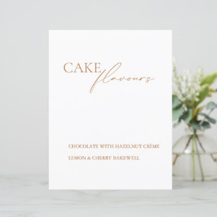 Minimalist Cake Flavours Wedding Sign