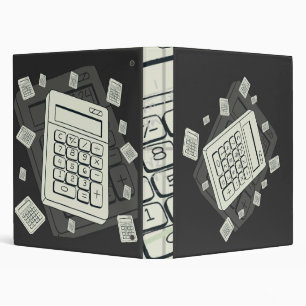 Minimalist Calculator and Math Pattern Illustratio Binder