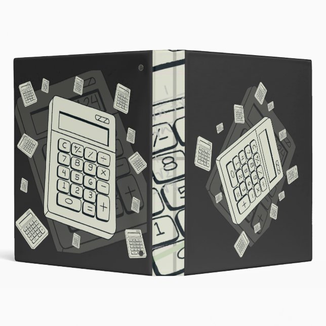 Minimalist Calculator and Math Pattern Illustratio Binder (Background)