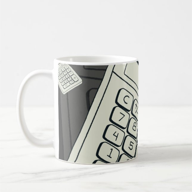 Minimalist Calculator and Math Pattern Illustratio Coffee Mug (Left)