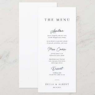Minimalist Calligraphic Black and White Wedding Menu