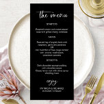 Minimalist Calligraphy 4x9 Wedding Menu Cards<br><div class="desc">A stylish calligraphy wedding menu card for the plate. Easy to personalize with your details. CUSTOMIZATION: If you need design customization,  please contact me through chat; if you need information about your order,  shipping options,  etc.,  please contact Zazzle support directly.</div>