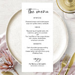 Minimalist Calligraphy 4x9 Wedding Menu Cards<br><div class="desc">A stylish calligraphy wedding menu card for the plate. Easy to personalize with your details. CUSTOMIZATION: If you need design customization,  please contact me through chat; if you need information about your order,  shipping options,  etc.,  please contact Zazzle support directly.</div>