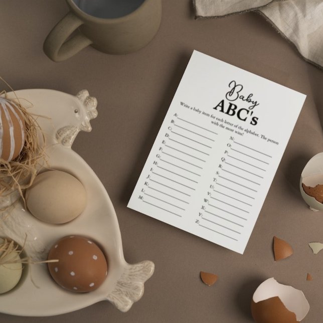 Minimalist calligraphy baby ABC's game baby shower Announcement (Creator Uploaded)
