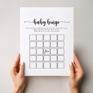 Minimalist Calligraphy Baby Bingo Shower Game