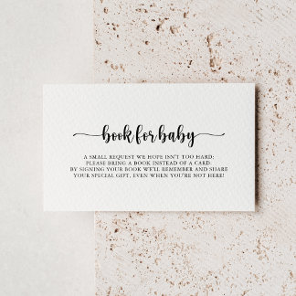 Minimalist Calligraphy Baby Shower Book Request  Enclosure Card