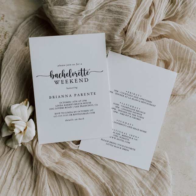 Minimalist Calligraphy Bachelorette Weekend  Invitation (Creator Uploaded)