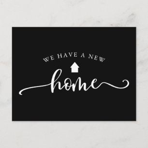 Minimalist Calligraphy Black Moving Announcement Postcard
