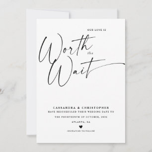 Minimalist Calligraphy Black & White Wedding New Save The Date