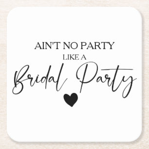 Minimalist Calligraphy Bridal Party  Square Paper Coaster