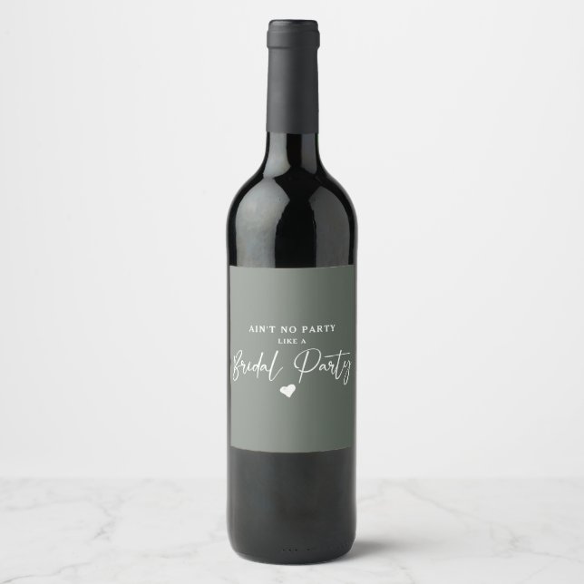 Minimalist Calligraphy Bridal Party Wine Label (Front)
