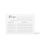 Minimalist Calligraphy Bridal Shower Recipe Card