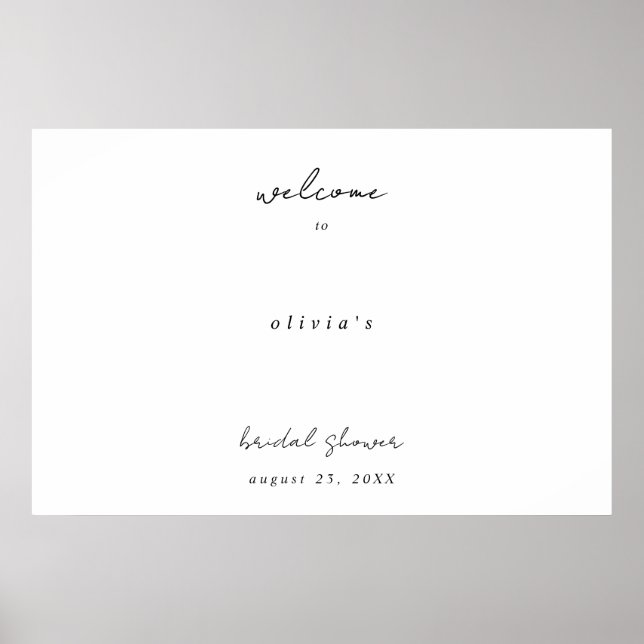 Minimalist Calligraphy Bridal Shower Welcome  Poster (Front)