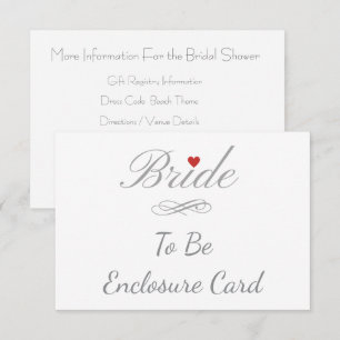 Minimalist Calligraphy Bride Script with Heart  Enclosure Card