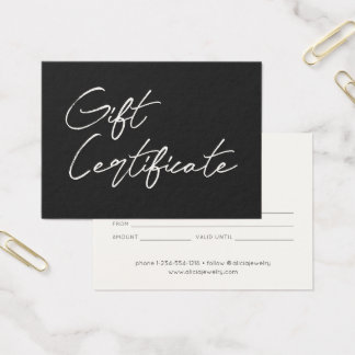 Minimalist Calligraphy Business Gift Certificate