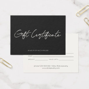 Minimalist Calligraphy Business Gift Certificate