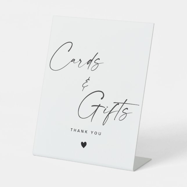 Minimalist Calligraphy Cards and Gifts Wedding  Pedestal Sign (Front)