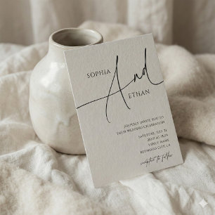 Minimalist Calligraphy Casual White Wedding Invitation