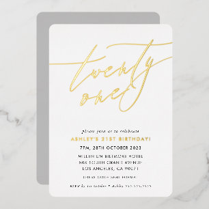 MINIMALIST Calligraphy chic 21st birthday gold