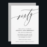 MINIMALIST Calligraphy chic 60th birthday Invitation<br><div class="desc">by kat massard / WWW.SIMPLYSWEETPAPERIE.COM
Love the design,  but would like to see some changes - another colour scheme,  product,  add a photo or adapted for a different occasion - no worries simply contact me,  kat@simplysweetPAPERIE.com I am happy to help!</div>