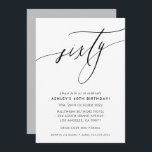 MINIMALIST Calligraphy chic 60th birthday Invitation<br><div class="desc">by kat massard / WWW.SIMPLYSWEETPAPERIE.COM
Love the design,  but would like to see some changes - another colour scheme,  product,  add a photo or adapted for a different occasion - no worries simply contact me,  kat@simplysweetPAPERIE.com I am happy to help!</div>