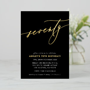 MINIMALIST Calligraphy chic 70th birthday gold Foi