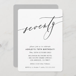MINIMALIST Calligraphy chic stylish 70th birthday Invitation