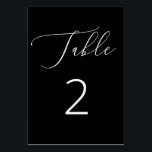 Minimalist Calligraphy | Classic Black Wedding Table Number<br><div class="desc">Guide your guests with ease and style using this refined black table number card. The graceful calligraphy of the word “Table” paired with a bold, modern number creates a striking yet timeless look. Ideal for classic, black-tie, evening, or minimalist weddings. This versatile design also works beautifully for other formal events...</div>