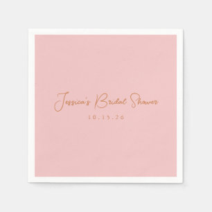 Minimalist Calligraphy Cute Pink Bridal Shower  Napkin