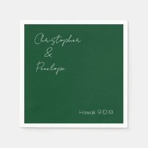 Minimalist Calligraphy Dark Emerald Wedding    Napkin