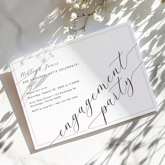Minimalist Calligraphy Engagement Party Invitation (Engagement Party Invitation)