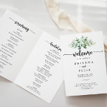 Minimalist Calligraphy Eucalyptus Folded Wedding  Program<br><div class="desc">This minimalist calligraphy eucalyptus folded wedding program is perfect for a rustic wedding. The design features hand-painted watercolor green eucalyptus,  inspiring natural beauty.

Include a quote or short message,  order of service,  wedding party and thank you message.</div>