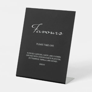 Minimalist Calligraphy Favours Black Wedding Pedestal Sign