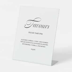 Minimalist Calligraphy Favours White Wedding Pedestal Sign