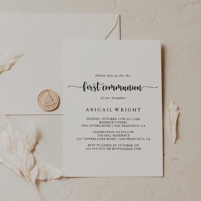 Minimalist Calligraphy First Communion  Invitation (Creator Uploaded)