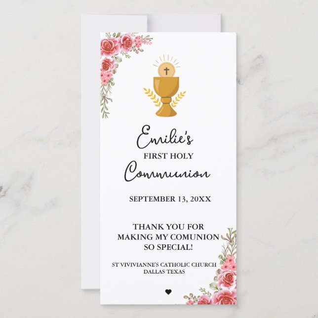 Minimalist Calligraphy First Holy Communion Prayer (Front)