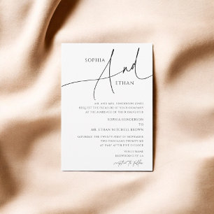 Minimalist Calligraphy Formal White Wedding Invitation