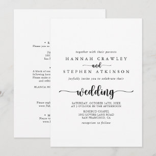 Minimalist Calligraphy Front & Back Wedding Invitation