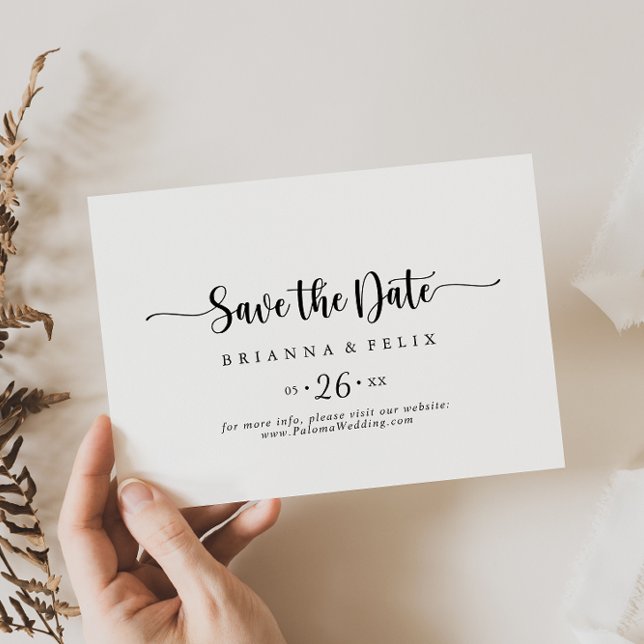 Minimalist Calligraphy Horizontal Wedding  Save The Date (Creator Uploaded)