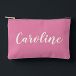Minimalist Calligraphy Hot Pink Personalized Name  Accessory Pouch<br><div class="desc">This stylish accessory pouch features a minimalist calligraphy design with a bold hot pink name,  combining simplicity with vibrant colour. Perfect for organizing makeup,  travel essentials,  or adding a chic touch to your daily routine. This unique design makes it a thoughtful gift for anyone who loves sleek,  modern accessories.</div>