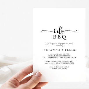Minimalist Calligraphy I Do BBQ Engagement Party  Invitation