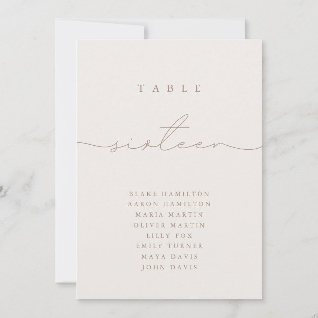 Minimalist Calligraphy Ivory Table Number (Back)