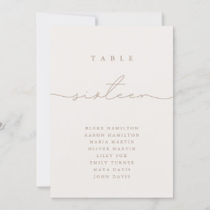 Minimalist Calligraphy Ivory Table Number