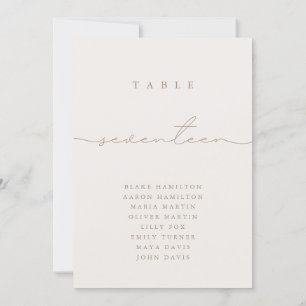 Minimalist Calligraphy Ivory Table Number