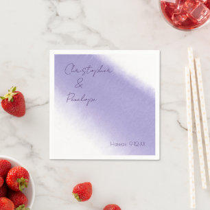 Minimalist Calligraphy Lavender Watercolor Wedding Napkin