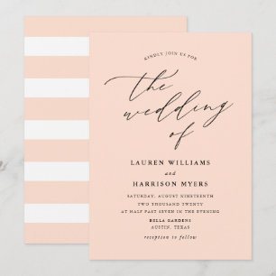 Minimalist Calligraphy Light Peach   Wedding Invitation