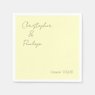 Minimalist Calligraphy Light Yellow Wedding   Napkin